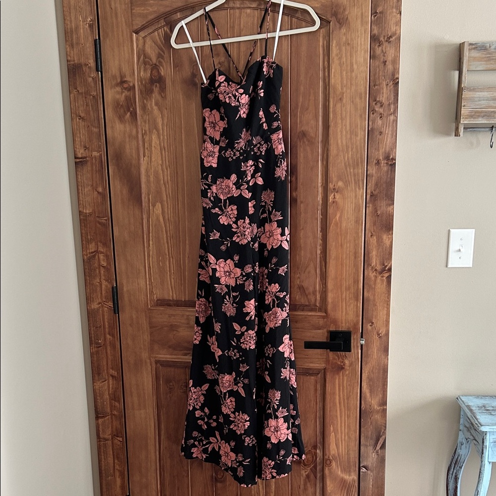 Lulu's Black and Pink Floral Dress